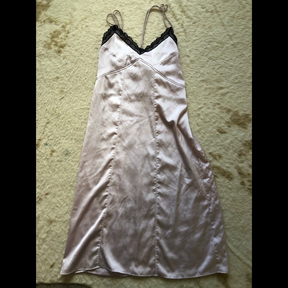 Light purple Silky Dress with Black Lace